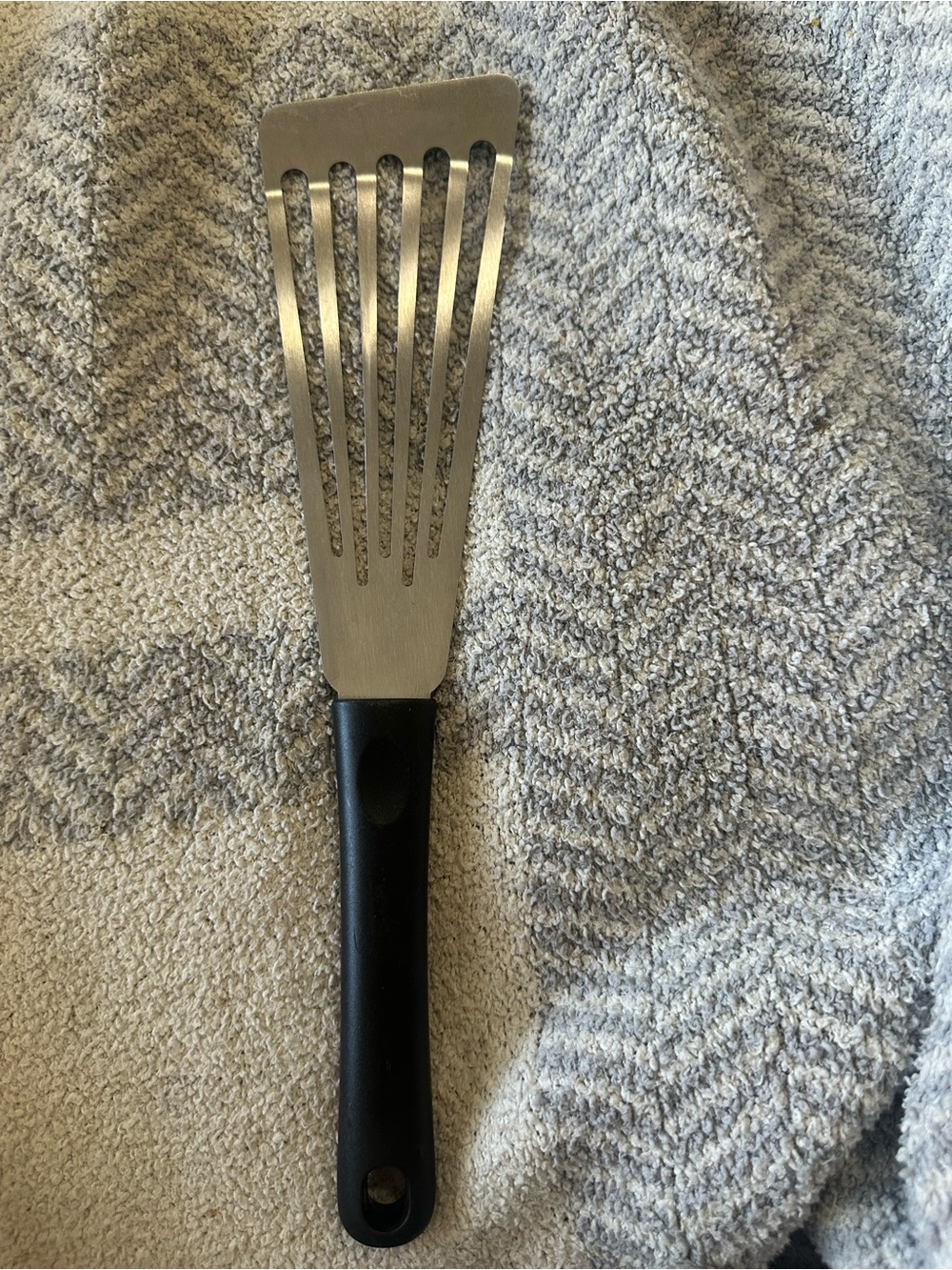 Stainless Steel Slotted fish Spatula with Black Handle